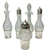Antique Cruet Set by Meriden B Company With Rotating Pedestal and Glass Containers