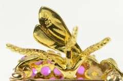18K Yellow Gold Ruby Encrusted Fly Bug Insect Statement Pin/Brooch