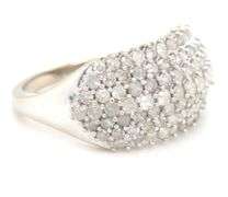 10kt White gold diamond cluster dome ring