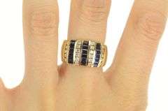 14K Yellow Gold 2.76 Ctw Princess Sapphire Diamond Band Ring