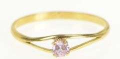 Gold Filled Sim. Pink Topaz Solitaire Vintage Simple Ring