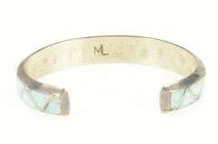 Sterling Silver Southwestern Syn. Opal Zig Zag Inlay Bracelet