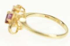 14K Yellow Gold Pear Natural Ruby Diamond Cluster Ring