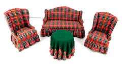 Signed d. Anne Ruff Tartan Doll House Furniture