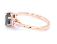 10kt Lab grown Alexandrite, Moonstone and diamond accent ring