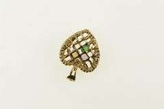 10K Yellow Gold Emerald Opal Amethyst Filigree Heart Love Pendant