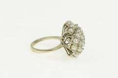 14K White Gold 1950's Pearl Diamond Cocktail Swirl Vintage Ring