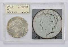A3-65c 1927 Peace Silver Dollar - Accugrade Graded