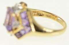 14K Yellow Gold Emerald Cut Amethyst Diamond Accent Ring