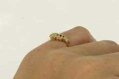 14K Yellow Gold Curved Graduated Petal CZ Wedding Band Ring
