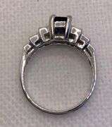 UNIQUE AND ELEGANT 14K WHITE GOLD SAPPHIRE AND DIAMOND ENGAGEMENT RING