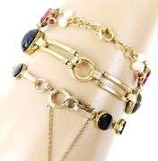 3 Vintage Gold-Filled Gemstone Bracelets