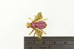 18K Yellow Gold Ruby Encrusted Fly Bug Insect Statement Pin/Brooch