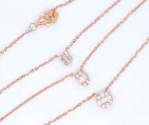 18kt Rose gold triple strand diamond necklace