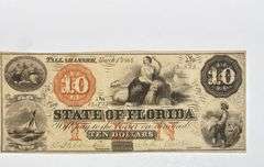 March 1 1864 $10 State of Florida Tallahassee Note