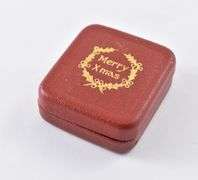 Merry Xmas Christmas Small Red Jewelry Box 1920's Gold Coin Gift