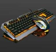 Collectors Edition Gold Metal Frame Keyboard and Mouse Set