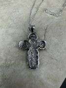 Sterling Silver Polished Black Agate Turquoise Abalone Pendant Cross Charm 925