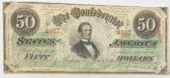Scarcer $50 April 6 1863 Confederate States Unc Note