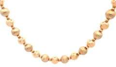 Polished and Brushed Finish Beaded Ball Necklace in 14K