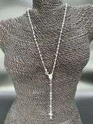 Sterling Silver Bead Chain Crucifix Rosary Necklace Catholic Jewelry