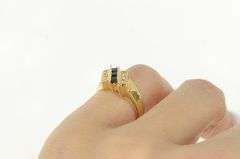 14K Yellow Gold Princess Cut Sapphire Diamond Accent Slanted Ring
