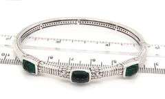 Judith Ripka Emerald green quartz bangle bracelet in 925 sterling silver