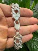 Sterling Silver 16mm Pave Double Curb Chain Cuban Link 925 Italy Bracelet 9"