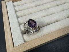 Sterling Silver Natural Gemstone Amethyst Ring Size 7