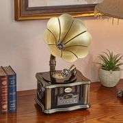 Old Oak Gramophone Phonograph Record Player