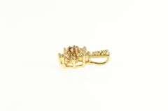 18K Yellow Gold 0.36 Ctw Diamond Ruby Flower Halo Cluster Pendant