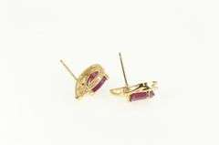 14K Yellow Gold Pear Ruby Diamond Accent Classic Vintage Earrings