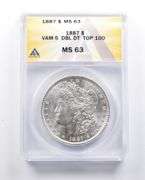 MS63 1887 Morgan Silver Dollar VAM-5 DBL DT Top 100 ANACS