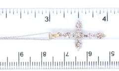 2 Tone diamond accent cross pendant on white gold chain necklace