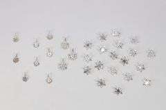 Sterling Silver Vintage Snowflake Pendant Assortment Various Sizes & Styles (30 Pendant Lot)