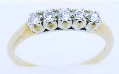Vintage 14K Gold 5 Diamond Ring, Size 6.5