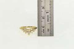 14K Yellow Gold Curved Graduated Petal CZ Wedding Band Ring