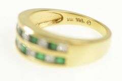 14K Yellow Gold 1.70 Ctw Princess Diamond Emerald Wedding Ring