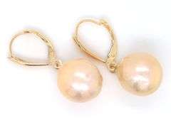 14kt Yellow gold 12mm Pearl drop earrings
