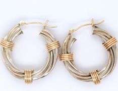 925 Sterling silver and yellow gold hoop earrings