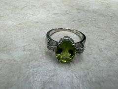 Sterling Silver Natural Gemstone Perdiot Ring Size 8