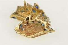 10K Yellow Gold Marquise Sapphire Wings Diamond Stud Earrings