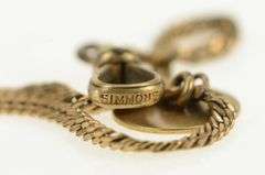 1940's Pinstripe Button Curb Link Vintage Pocket Watch Chain