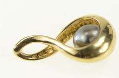 14K Yellow Gold 9.5mm Grey Pearl Twist Loop Pendant