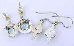 2 Pairs Sterling Silver Blue Topaz Pierced Earrings