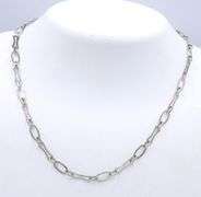 14kt White gold paper clip and oval link chain necklace