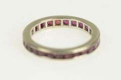 14K White Gold Art Deco Eternity Princess Ruby Wedding Band Ring