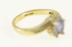 14K Yellow Gold Pear Cut Tanzanite Diamond Halo Ring