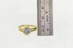 14K Yellow Gold Tanzanite Diamond Halo Engagement Ring