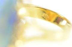 14K Yellow Gold Large Natural Opal Diamond Accent Cocktail Ring